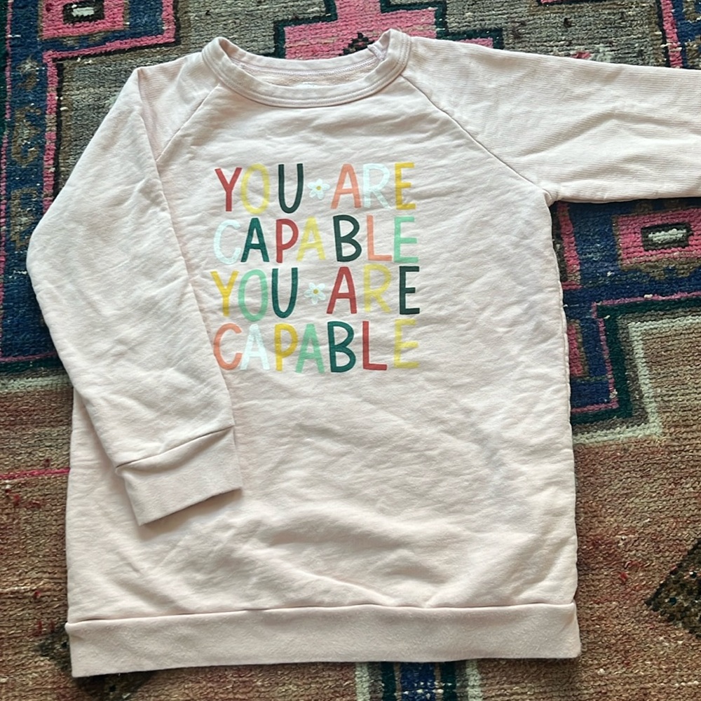 Winter Water Factory light pink you are capable sweatshirt